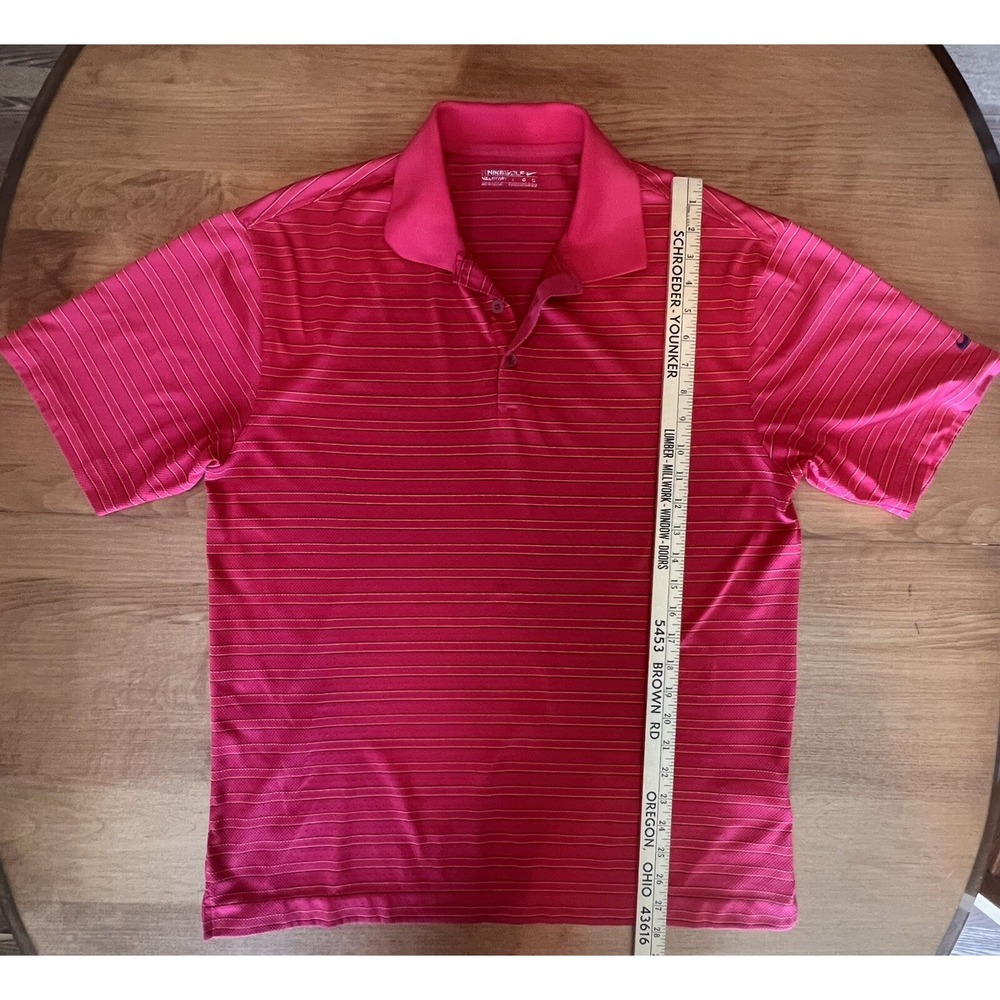 Nike Golf Nike FIT DRY Short Sleeve Polo Shirt Red Striped Size L Mens - Picture 6 of 10